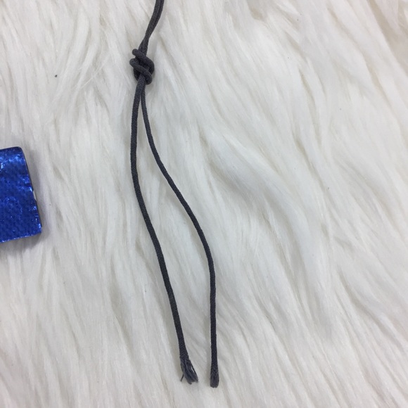 Glass Pendant Chocker Blue Rectangle w/White Stars - Picture 4 of 5